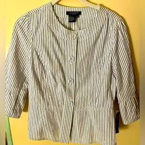 Sandro Blue and White Striped Button Down Shirt